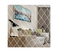 32Pcs Autocollant Mural Miroir Autocollant 3D Auto-Adhésif Amovible Rhombus Triangle Stickers Miroir Brochage DIY Stickers Muraux Carreaux De Céramique Meubles Decal Pour Maison Salon Chambre Décor