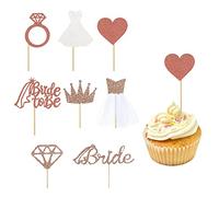 32pcs bagues à paillettes en or rose mariage, douche nuptiale, anniversaire, fournitures de décoration de fête, cupcake toppers, fête d'anniversaire, enterrement de vie de jeune fille