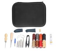 32Pcs Leder Werkzeug Set All in One Handnähkit Lederhandwerk DIY Lederarbeiten Reparatur Werkzeuge Kit für Anfänger und Profis aus Edelstahl und Holz