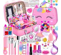 32PCS Malette Maquillage Enfant,Maquillage Enfant Jouet Filles,Kit Maquillage Filles,Maquillage Enfant Fille Non Toxique,Coffret Maquillage Enfant Cadeau pour Enfant Fille
