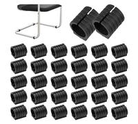 32pcs Patin Pied Chaise Tube Embout Tampon Capuchon Bouchon Protection Plancher Meuble Forme U en Plastique Chaise Casquettes, Tube Pince pour Chaise en Porte-à-Faux (Noir,25mm)