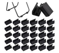 32pcs Patin Pied Chaise Tube Embout Tampon Capuchon Bouchon Protection Plancher Meuble Forme U en Plastique Chaise Casquettes, Tube Pince pour Chaise en Porte-à-Faux (Noir,14mm)