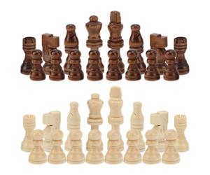32Pcs Pièces D'échecs en Bois, Pièces D'échecs Portables Coffret de Jeux de Société Pièces D'échecs Professionnelles Uniquement Pièces D'échecs Jeu D'échecs Pions Figurines sans Pension