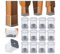 32pcs Protection Pied de Chaise Carré, Protege Pied de Chaise Silicone,Petit Patin chaises en Transparent pour Sols en Bois Dur et Carrelage,Tampon Chaise avec Patins en Feutre(Fit : 20-25 mm)