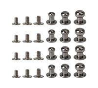 32Pcs Tête Ronde Bouton Goujon Vis à Chicago Vis Post Fixation Spot Rivet Clou Rivet pour Bricolage en Cuir Artisanat Bagages Sac à Main Accessoires Noir