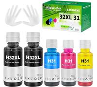 32XL 31 Encre Compatible avec HP 32XL 31 Bouteille d'encre Multipack pour Smart Tank 5105 7005 7006 7305 7306 7605; Smart Tank Plus 315 319 455 515 (5 Pack 2Noir/Cyan/Magenta/Jaune)
