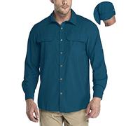 33,000ft Chemise de Sport Extérieure pour Hommes, Chemise T-Shirt Sespirante à Séchage Rapide, Protection UV 50+, Adaptée à la Randonnée et à la Pêche en Toutes Saisons, Bleu Céramique M