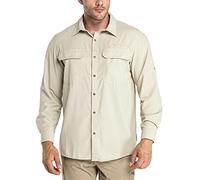 33,000ft Chemise de Sport Extérieure pour Hommes, Chemise T-Shirt Sespirante à Séchage Rapide, Protection UV 50+, Adaptée à la Randonnée et à la Pêche en Toutes Saisons, Kaki Clair 2XL