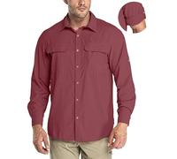 33,000ft Chemise de Sport Extérieure pour Hommes, Chemise T-Shirt Sespirante à Séchage Rapide, Protection UV 50+, Adaptée à la Randonnée et à la Pêche en Toutes Saisons, Vin M