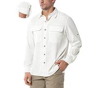 33,000ft Chemise de Sport Extérieure pour Hommes, Chemise T-Shirt Sespirante à Séchage Rapide, Protection UV 50+, Adaptée à la Randonnée et à la Pêche en Toutes Saisons, Blanc L