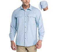33,000ft Chemise de Sport Extérieure pour Hommes, Chemise T-Shirt Sespirante à Séchage Rapide, Protection UV 50+, Adaptée à la Randonnée et à la Pêche en Toutes Saisons, Bleu Pâle L