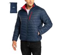 33,000ft Doudoune Légère Paquetable Compressible Homme, imperméable, Veste matelassée et chaude, Convient à la randonnée en plein air décontractée Bleu foncé+Rouge M