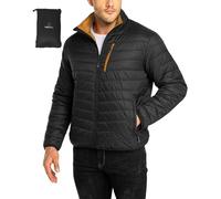 33,000ft Doudoune Légère Paquetable Compressible Homme, imperméable, Veste matelassée et chaude, Convient à la randonnée en plein air décontractée Noir+Jaune M