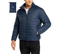 33,000ft Doudoune Légère Paquetable Compressible Homme, imperméable, Veste matelassée et chaude, Convient à la randonnée en plein air décontractée Bleu foncé M