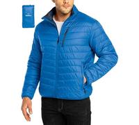 33,000ft Doudoune Légère Paquetable Compressible Homme, imperméable, Veste matelassée et chaude, Convient à la randonnée en plein air décontractée Bleu roi+Bleu foncé M