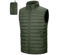 33,000ft Doudoune sans manches Homme Gilet Extérieur Packable, Veste matelassée et chaude, Col montant Manteaux, Blouson Convient à la randonnée en plein air décontractée Vert Armée XL