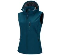 33,000ft Gilet softshell pour femme avec capuche amovible en polaire, sans manches, imperméable, coupe-vent, avec 5 poches, pour l'équitation, la course, la randonnée, 3XL