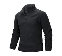 33,000ft Pull en polaire à demi-fermeture éclair pour homme avec 2 poches en micropolaire Sweatshirt en polaire pour l'extérieur Veste en polaire, Noir , M