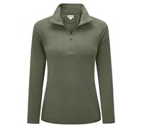 33,000ft Pull en polaire pour femme avec demi-fermeture éclair - Chaud - Pull de ski - Micropolaire respirante - Pour les voyages, la randonnée, le ski, Gris vert., 40