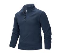 33,000ft Pull en polaire pour homme - Demi-fermeture éclair - Avec 2 poches - Micropolaire - Pour l'extérieur, Bleu marine, XL