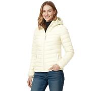33,000ft Veste matelassée légère pour femme - Avec poches - Doublée - Chaude - Avec capuche - Pour l'extérieur, les loisirs, la randonnée, Beige/blanc, L