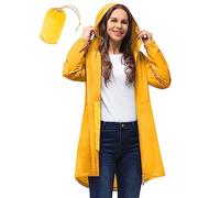 33,000ft Vêtement de pluie imperméable, poncho de pluie léger et respirant coupe-vent à capuche, fine pliable longue manteaux imperméables femme Couleur ambre L