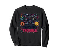 33 and Still Causing Trouble Cadeau d'anniversaire Humour Sweatshirt, Unisexe pour Adultes, Noir, S