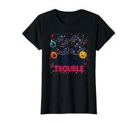 33 and Still Causing Trouble Cadeau d'anniversaire Humour T-Shirt, Femme, Noir, XS