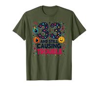 33 and Still Causing Trouble Cadeau d'anniversaire Humour T-Shirt, Homme, Olive, L