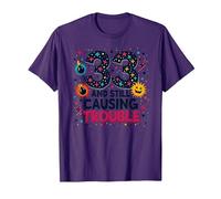 33 and Still Causing Trouble Cadeau d'anniversaire Humour T-Shirt, Homme, Violet, XXL