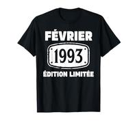 33 Ans Homme 1993 Anniversaire Février 33 Ans Homme 1993 T-Shirt