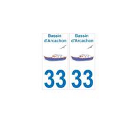 33 Bassin d'Arcachon logo bateau sticker autocollant plaque fond blanc - Angles : arrondis
