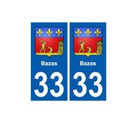 33 Bazas blason ville autocollant plaque stickers - Angles : droits