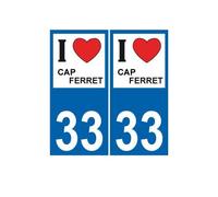 33 Cap Ferret i love blason autocollant plaque stickers ville - Angles : arrondis