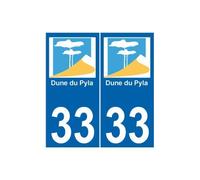 33 Dune du Pyla sticker autocollant plaque- Angles : droits- Couleur de fond : noir