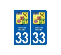 33 Grayan-et-l'Hôpital blason ville autocollant plaque stickers - Angles : arrondis