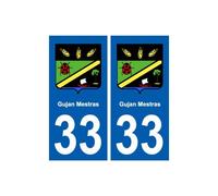 33 Gujan-Mestras blason ville autocollant plaque stickers - Angles : droits