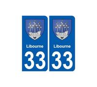 33 Libourne blason ville autocollant plaque stickers - Angles : arrondis