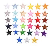 33 Multi-Coloured Pentagram Embroidered Patches 3.5cm, Embroidered Applique Stickers Sewing Patches And Badges Fabric Repair Patches For Children's Clothing Jeans Jackets Shoes Backpacks T-Shirts