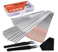 33 Pièces Aiguilles de Nettoyage 0.15mm,0.25mm,0.35mm,0.4mm,0.5mm Kit de Nettoyage de Buses pour Imprimante 3D(Bonus: 2 Pièces pinces et 1 Pièces chiffon de nettoyage)