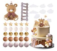 33 Pièces Decoration Gateau Ours, Decoration Gateau Anniversaire Ours Brun brown balls, Décoration de gâteau de baptême garçon fille 1 an pour Fête d'Anniversaire Enfant, fête prénatale