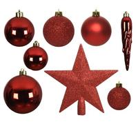 33 Pièces Décorations Sapin Kaemingk Boules 8cm Rouge Brillantes Mat Mix