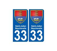 33 Saint-Julien-Beychevelle blason autocollant plaque stickers ville - Angles : droits