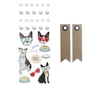 33 Stickers 3d Chien À Lunettes + 20 Étiquettes Kraft Fanion