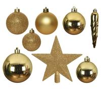 33 X Noël 8cm Boules Très Résistant Brillant Mat Paillettes Mélange 023370 Or