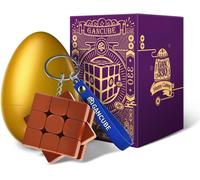 330 Édition ?uf de Pâques,Antique Rime Cube Porte-clés Mini 3x3 Jouets Cadeau (Marron Roche)