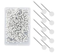 330 Pièces Carte Punaises, Punaises Tableau Liège Plastique Ronds Points de Têtes et Aiguilles en Acier Punaises1/8”, Blanc