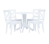 (33000) Ensemble de salle à manger 5 pcs - Table + 4 chaises de cuisine Design contemporain - Bois d'hévéa Blanc POIDS 47