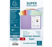 [330100E] Exacompta Paquet 10 chemises SUPER 210 Assorties 10 teintes