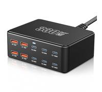 330W Chargeur USB-C, 10 Ports Chargeur Rapide GaN III avec 6 Ports USB-C et 4 Ports USB-A, Chargeur PD PPS 100W pour Ordinateur Portable, Adaptateur Compatible avec Mac-Book/i-Pad Pro/Air